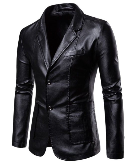 Causal Leather Blazers Jacket Suit Coat