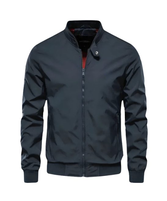 Versatile Bomber Jacket With Zipper Closure